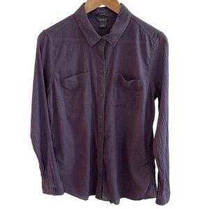 Eddie Bauer Packable Button Down Blouse Purple Women’s L